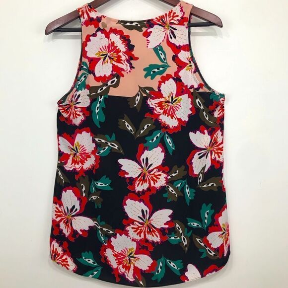 Cabi Black Red Colorful Hibiscus Floral Print Lightweight Sleeveless Tank Blouse - Picture 9 of 16